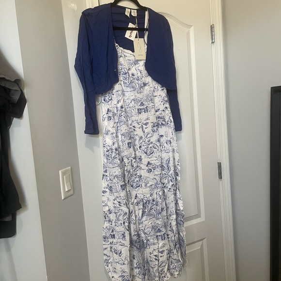 Joie Dresses & Skirts - NWT Joie Navy and White Dress with Removable Blue thin, cropped Sweater